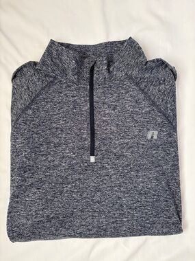 🔥 RUSSELL Dri-Power 360 Quarter-Zip | Heathered Blue | XL | Performance Layer